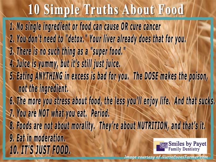 Charlotte dentist Dr. Payet's 10 Simple Truths about Food